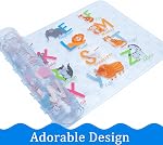 BEEHOMEE Cartoon Non Slip Bathtub Mat for Kids - 34x15 Inch XL Large Size Anti Slip Shower Mats for for Toddlers Children Baby Floor Tub Mats (Alphabet)