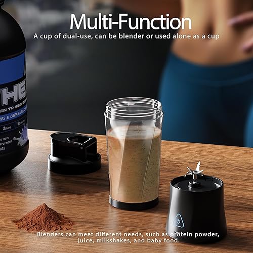 Miniatura 6 de Licuadora portátil, inalámbrica, recipiente de 24 onzas, licuadora personal para batidos y batidos, sin BPA, tapa a prueba de fugas y boquilla para