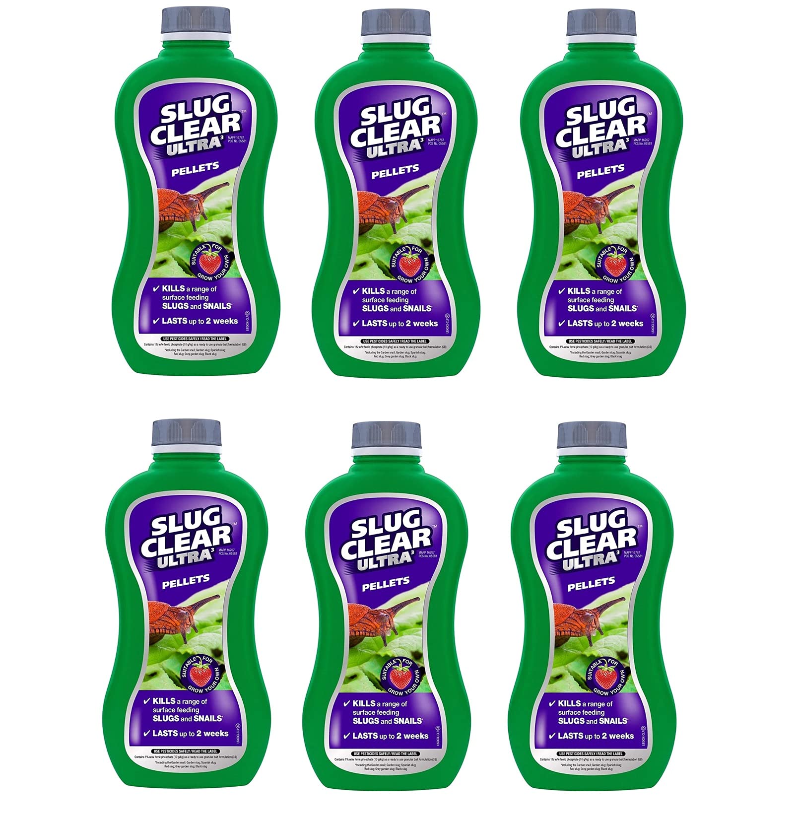 6 Slug & Snail Killer Slug Clear Ultra Pellets For Flowers Fruit & Veg 685g