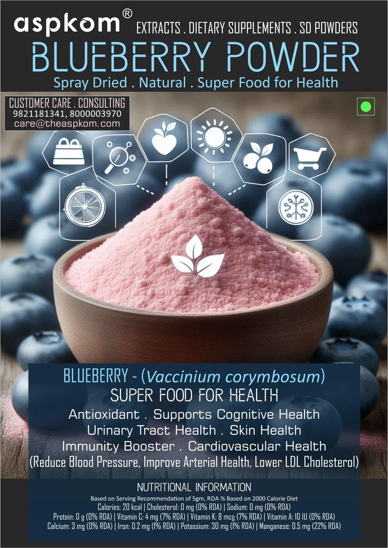 Blueberry Powder, 100g Pack, Superfood, Preserves Nutrients, Rich in Antioxidants, Supports Heart, Brain & Bone Health, Used in Milkshakes, Ice Cream, Chocolate, Soups, Tea & Baking (B0CYWL72G6) Amazon Price History, Amazon Price Tracker