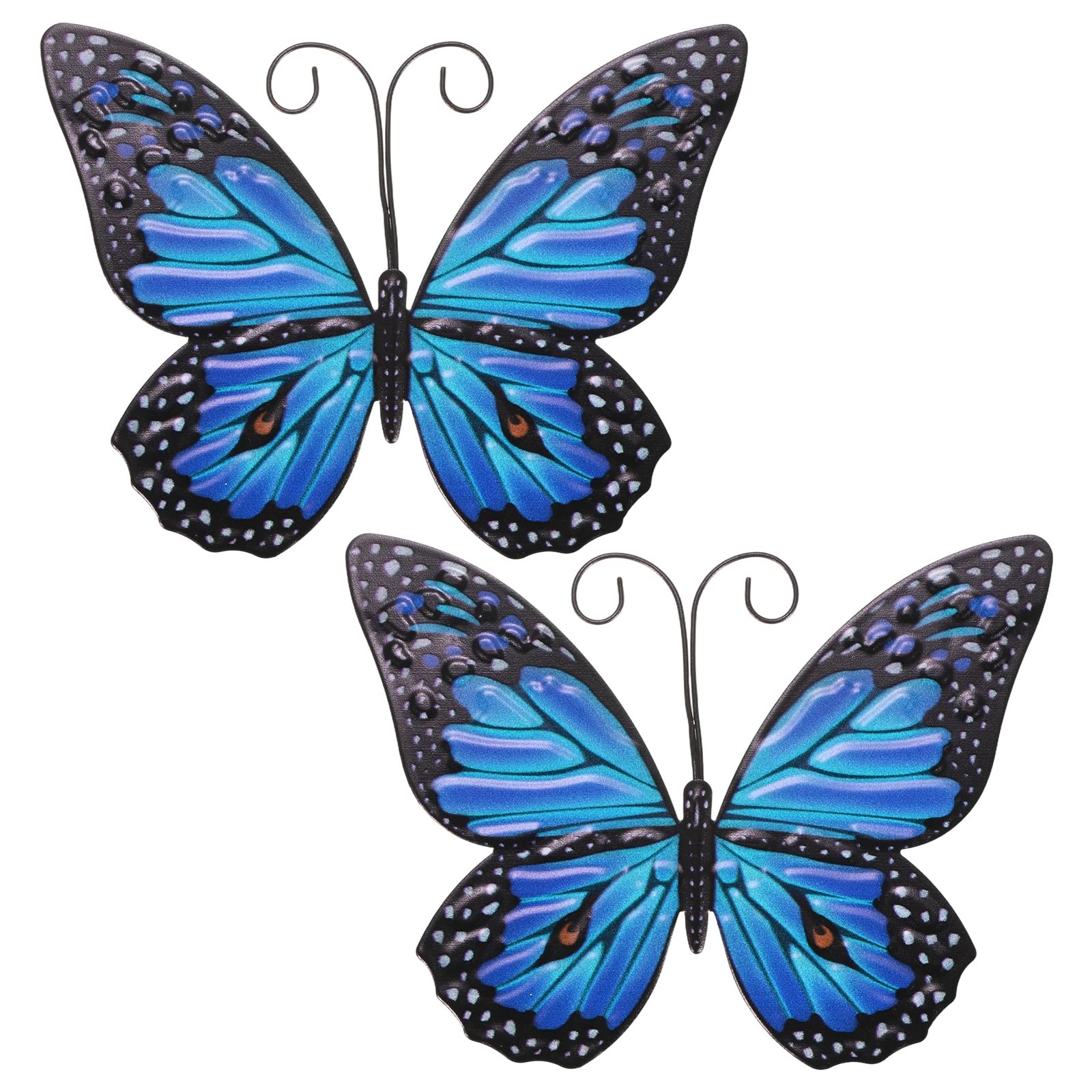 M METERXITY 2-Pack Metal Butterfly Wall Decor, 6.3x4.7 Iron Butterfly Decorative Wall Art Sculpture Hanging Decoration for Indoor/Outdoor/Garden/Patio/Room Decoration [Blue]