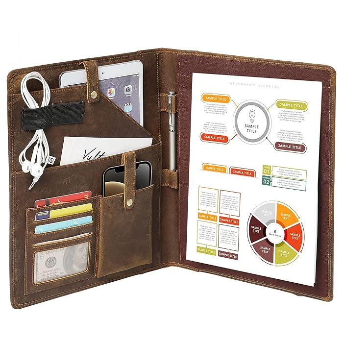 Buy RingSun Genuine Leather Portfolio Binder Folder for men,Leather