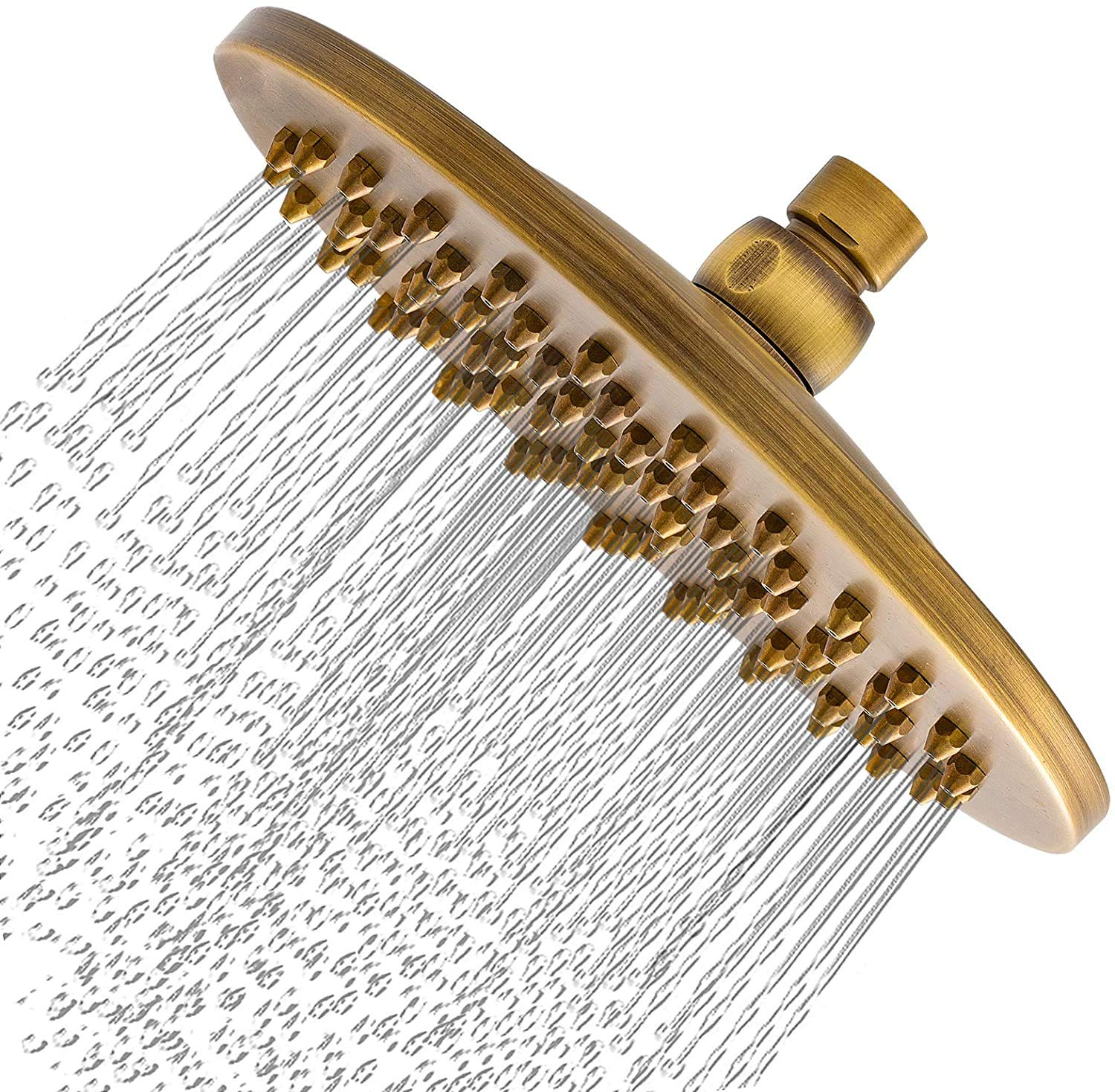 HomeLava Soffione Doccia a Pioggia 8 Pollici Rotondo, Spruzzino Doccia in ottone anticato, Docce Fisse Anticalcare Alta Pressione, Stile Retrò in Bronzo