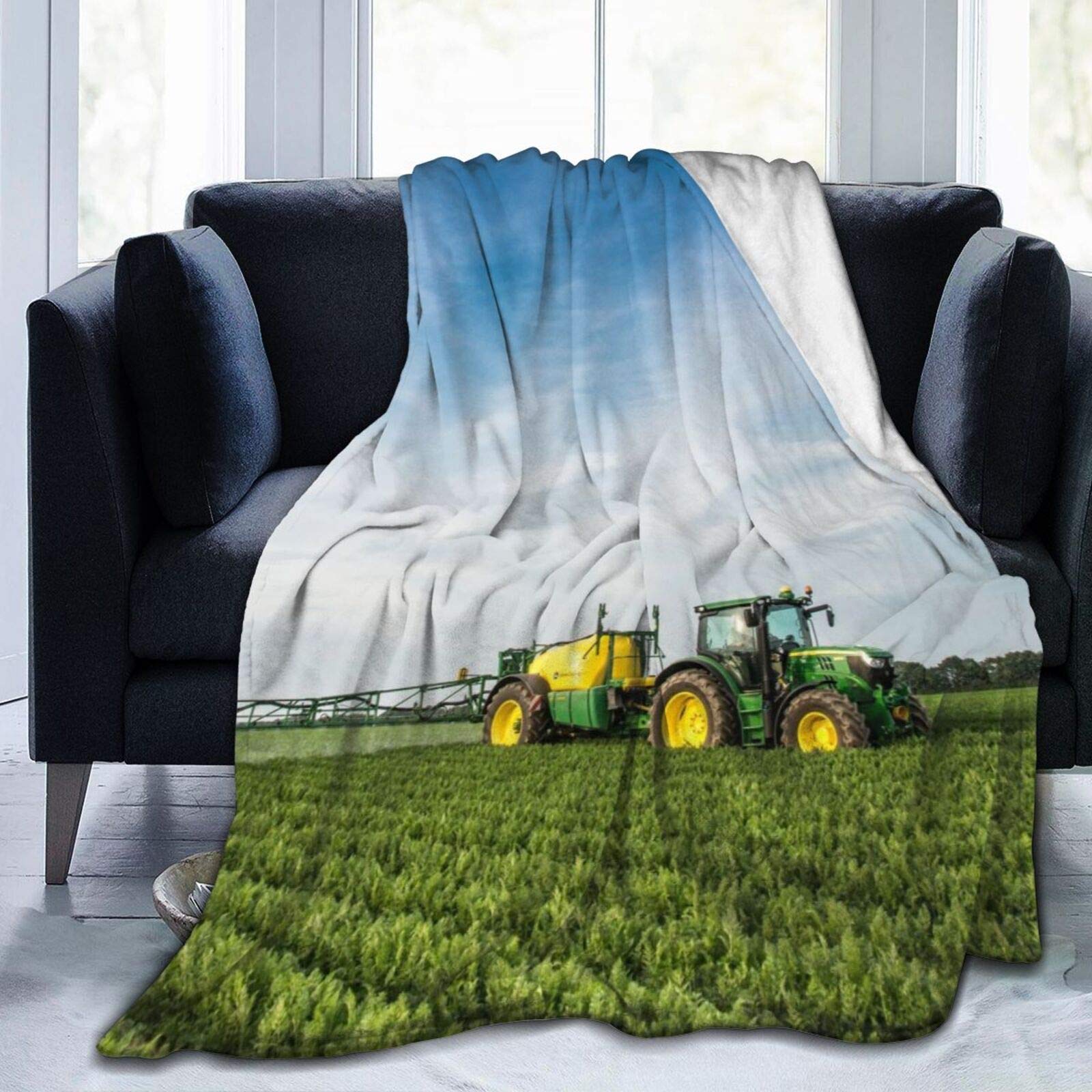 Comrtl Tractor Farm Flannel Fleece Throw Blanket Bed Blanket Micro Fleece Blanket Warm Soft Lightweight Cozy Microfiber Blanket Throw For Bed Couch Sofa All Seasons