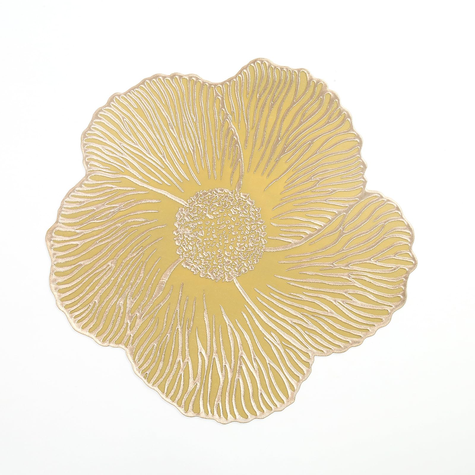 Salvamanteles Lavables, 4 Manteles Individuales Lavables de PVC Tejidos Manteles Individuales de Lujo con Flores de Papel de Aluminio Dorado Manteles Individuales Resistentes al Calor y Posav