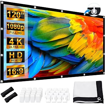 Projector Screen 120 Inch LEORFI Projection Screen Outdoor 16 9 HD Portable Foldable Anti-Fold Projection Canvas 275x156cm Double Sided Projection Projector Canvas for Camping and Home Cinema