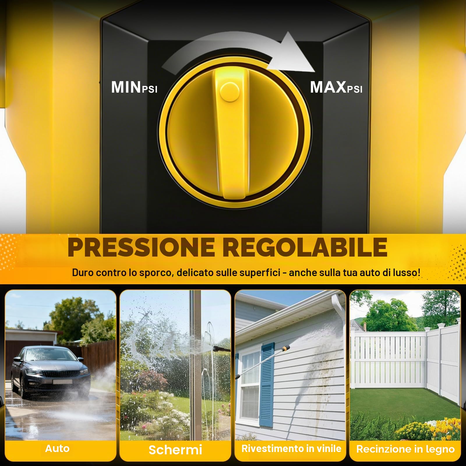 Idropulitrice ad alta Pressione, Pressione di lavoro 80 bar, portata 300 l/h, Idropulitrice portatile con ugello regolabile, per auto, recinzioni, terrazze, incl. tubo da 10 m