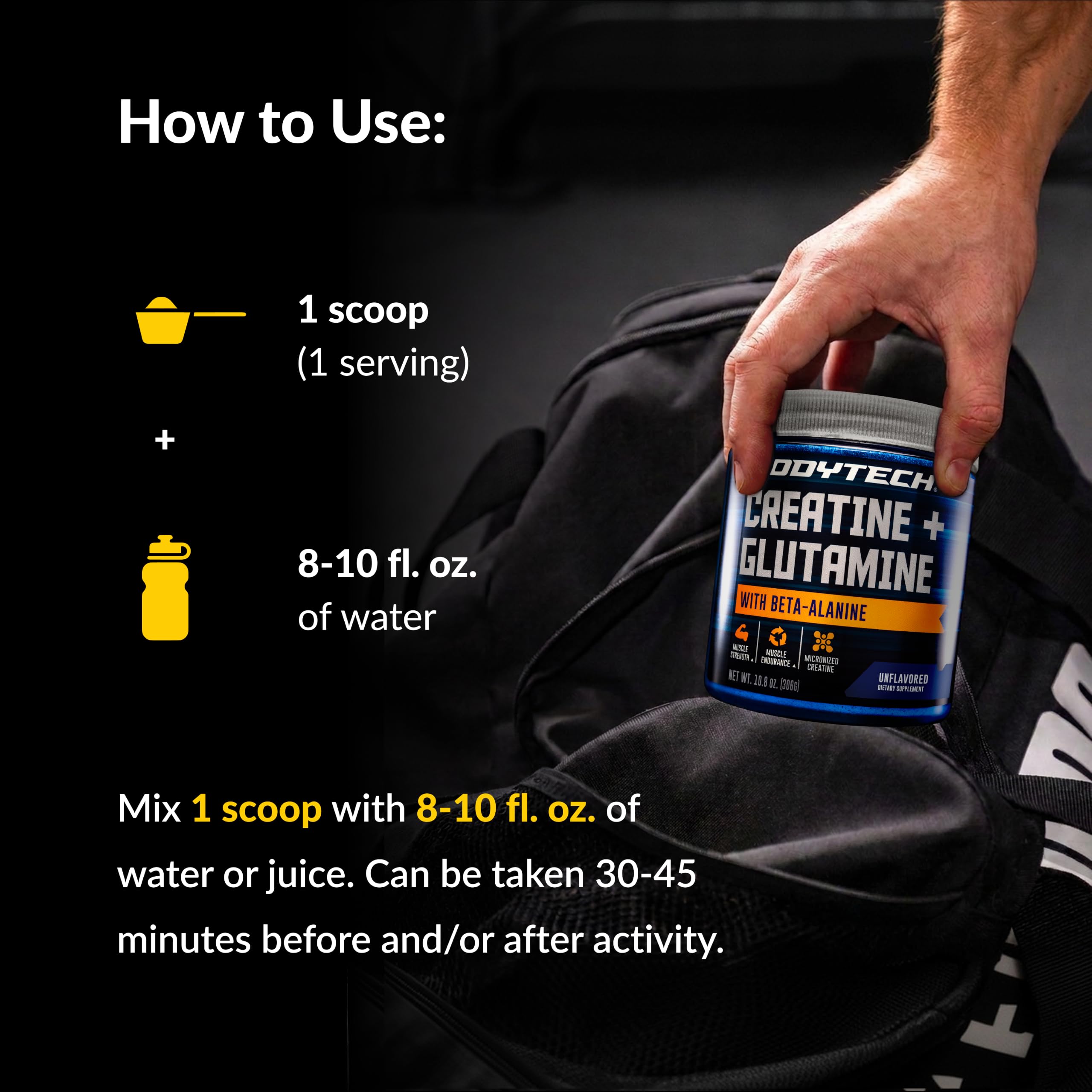 BodyTech Creatine + Glutamine Powder, Unflavored, 10.8 Oz, 30 Servings — Amazon image 5