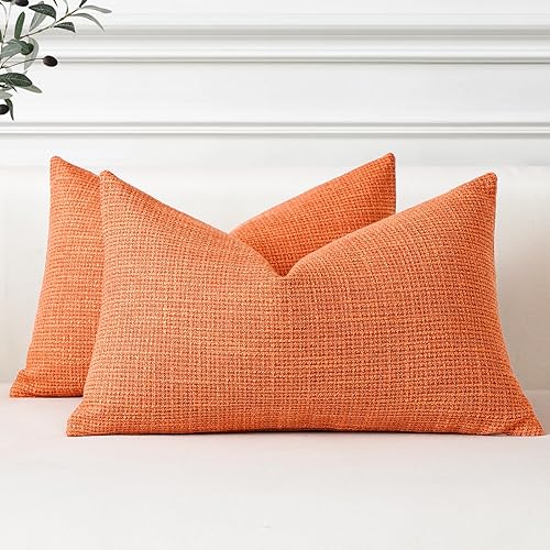 Miniatura 7 de OTOSTAR Juego de 2 fundas de almohada de lino cuadradas decorativas para otoño, 16 x 24 pulgadas, para decoración del hogar, sofá, dormitorio,