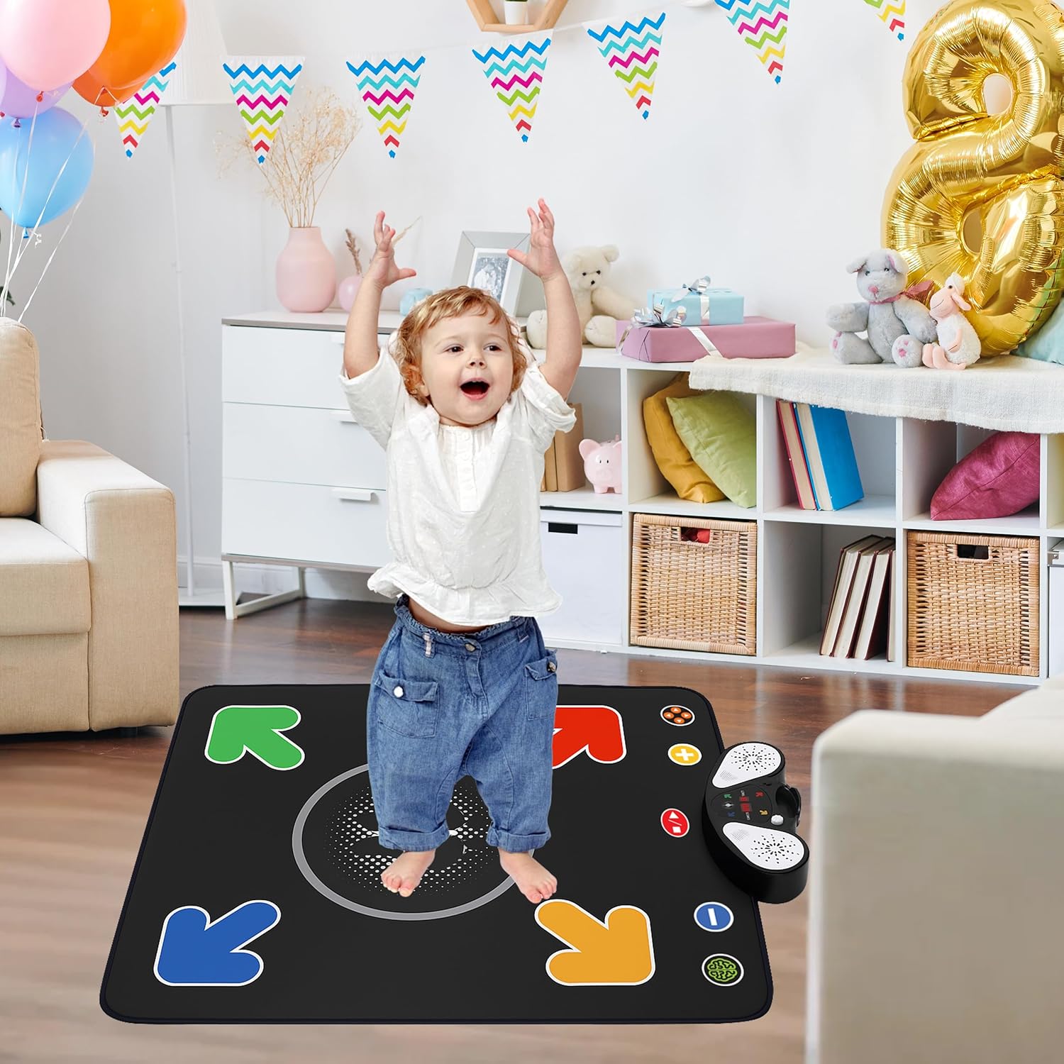 Dance Mat for Kids - Light-up Electronic Rhythm Step Play Mat, Music Game Pad Toy for Girls Boys 3-12, Challenge Playmat Gift Built-in Songs, MP3 External Play, 5 Levels, Adjustable Volume - Image 5