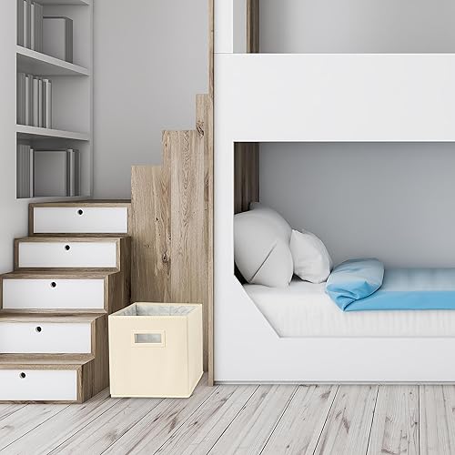 Miniatura 7 de Superio Cesta de almacenamiento de tela para estantes, cubo para cubo, cubo para cubo, contenedor de almacenamiento abierto plegable de 10.75 x