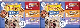 Friskies Wet Cat Food Variety Pack, Shreds Beef Chicken Turkey & Cheese | 48 Pack | 5.5 oz Cans