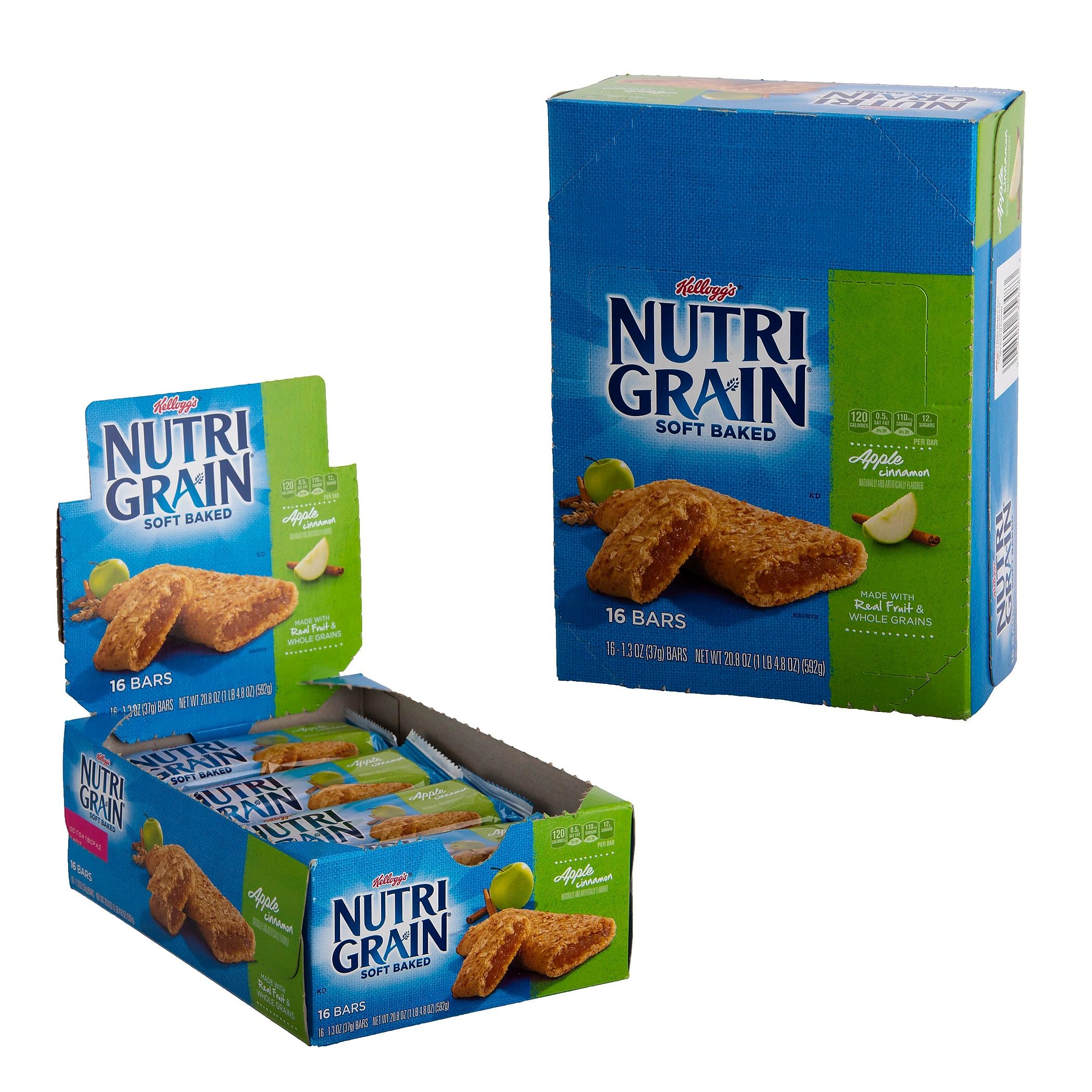 Nutri-Grain Cereal Bars, Apple-Cinnamon, Indv Wrapped 1.3oz Bar, 16/Box