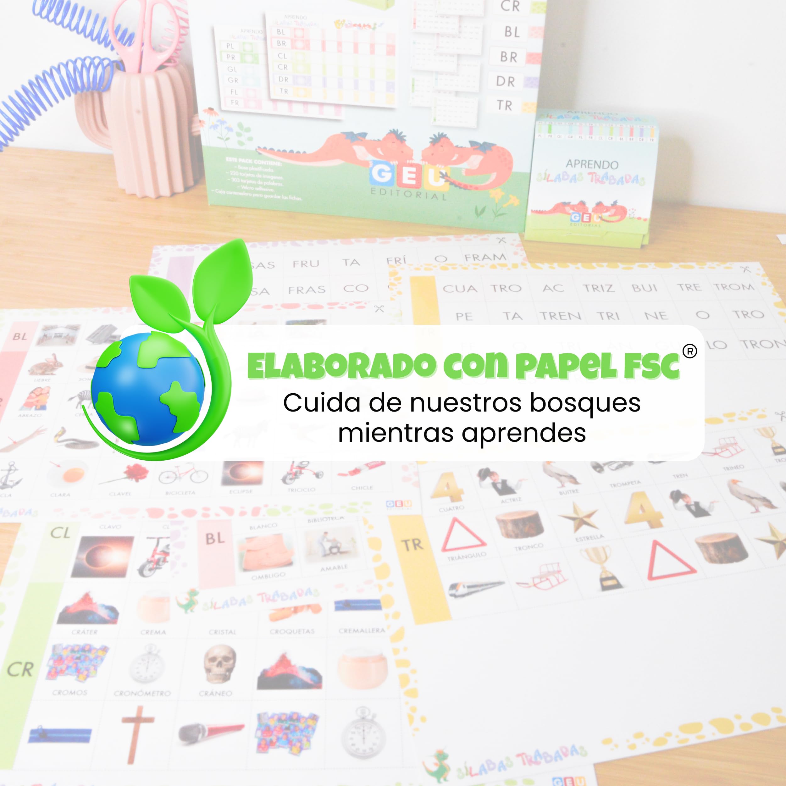 Material Escolar - Lectura y Escritura - Aprendo Sílabas Trabadas - Editorial GEU