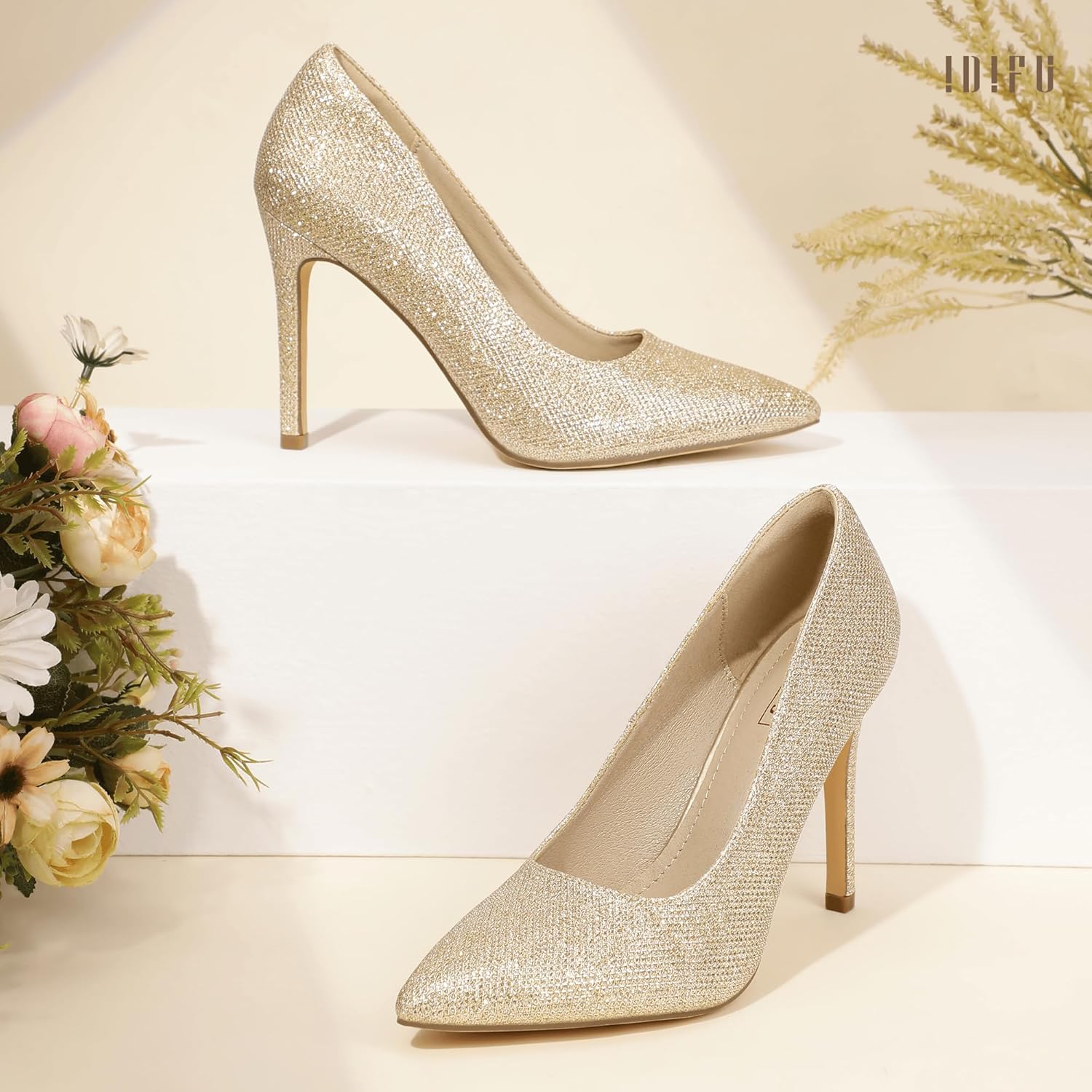 IDIFU IN4 Women's Pumps High Heels Closed Toe Stiletto Pointed Toe Dress Shoes Wedding Prom Bridal Daily Work Office Business Trendy Fashion Sexy Comfortable Pumps Dressy Shoes - Image 6