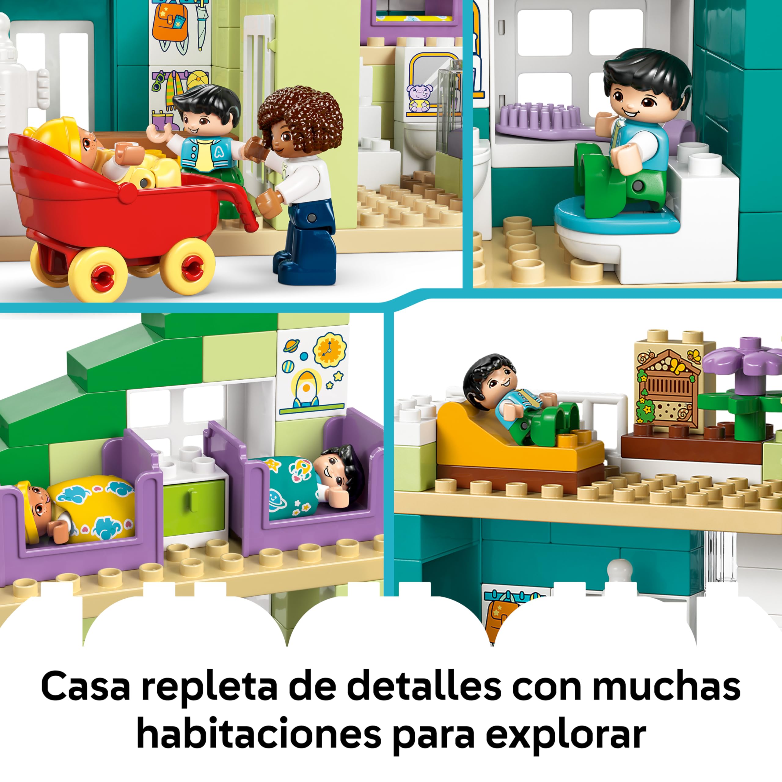 LEGO Duplo Casa Familiar Moderna “3en1” con Figuras - Juego Educativo para la Motricidad Fina - Juguete Montessori Interactivo con Casa de Muñecas - Regalo para Niñas y Niños de 2+ Años - 10470