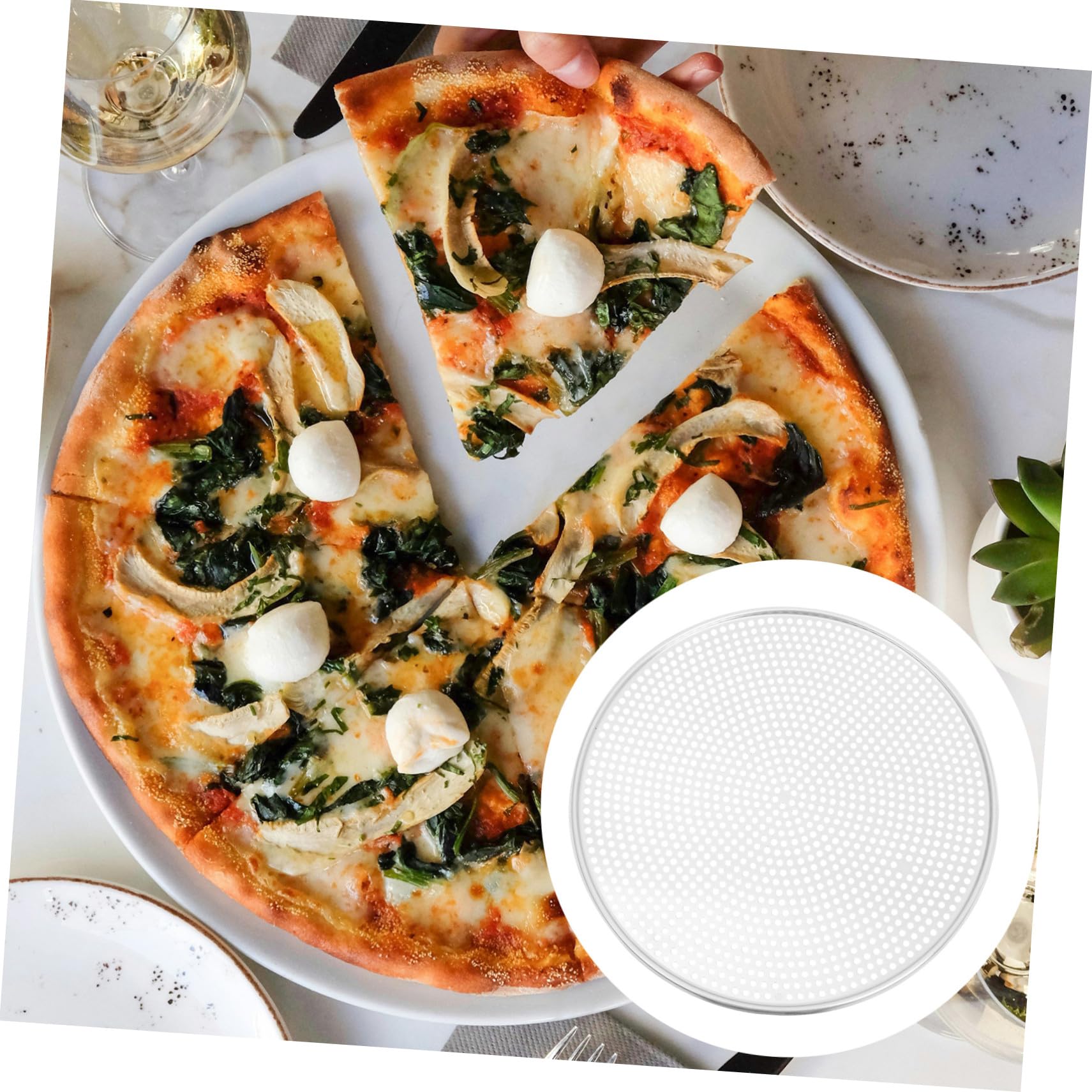MAGICLULU Rundes Pizzablech mit Löchern Perforiertes Pizzablech für Ofen Backzubehör aus Aluminium für Frische und Gefrorene Pizza Grillen oder Backen von Meeresfrüchten und Gemüse