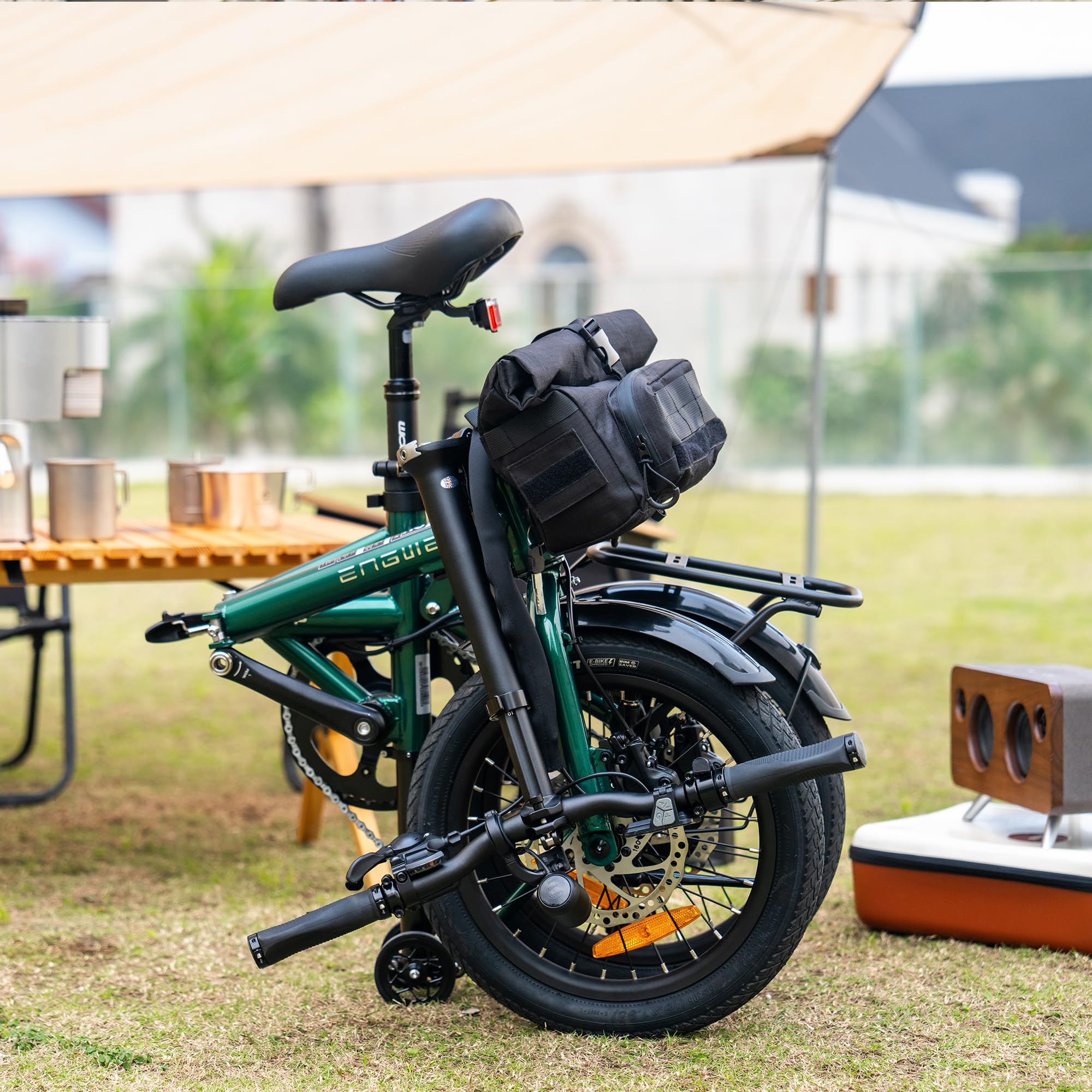 ENGWE Zip 16.9KG Ultraleichtes Zusammenklappbares Elektrofahrrad, 36V 10Ah Tragbarer Akku mit Bis zu 120KM, Drehmomentsensor und Hydraulische Bremsen, Mit Scheinwerfer und Reflektoren, 7 Gänge