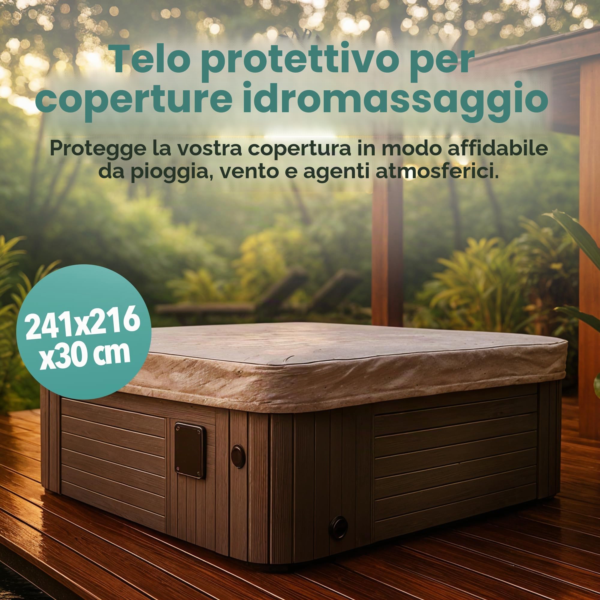 CANADIAN SPA CO. Cover Guard, telone di protezione per coperture isolanti, 2,41 x 2,16 x 0,3 m, copertura protettiva in polietilene intrecciato, protezione dai raggi UV, dal vento e dalle intemperie
