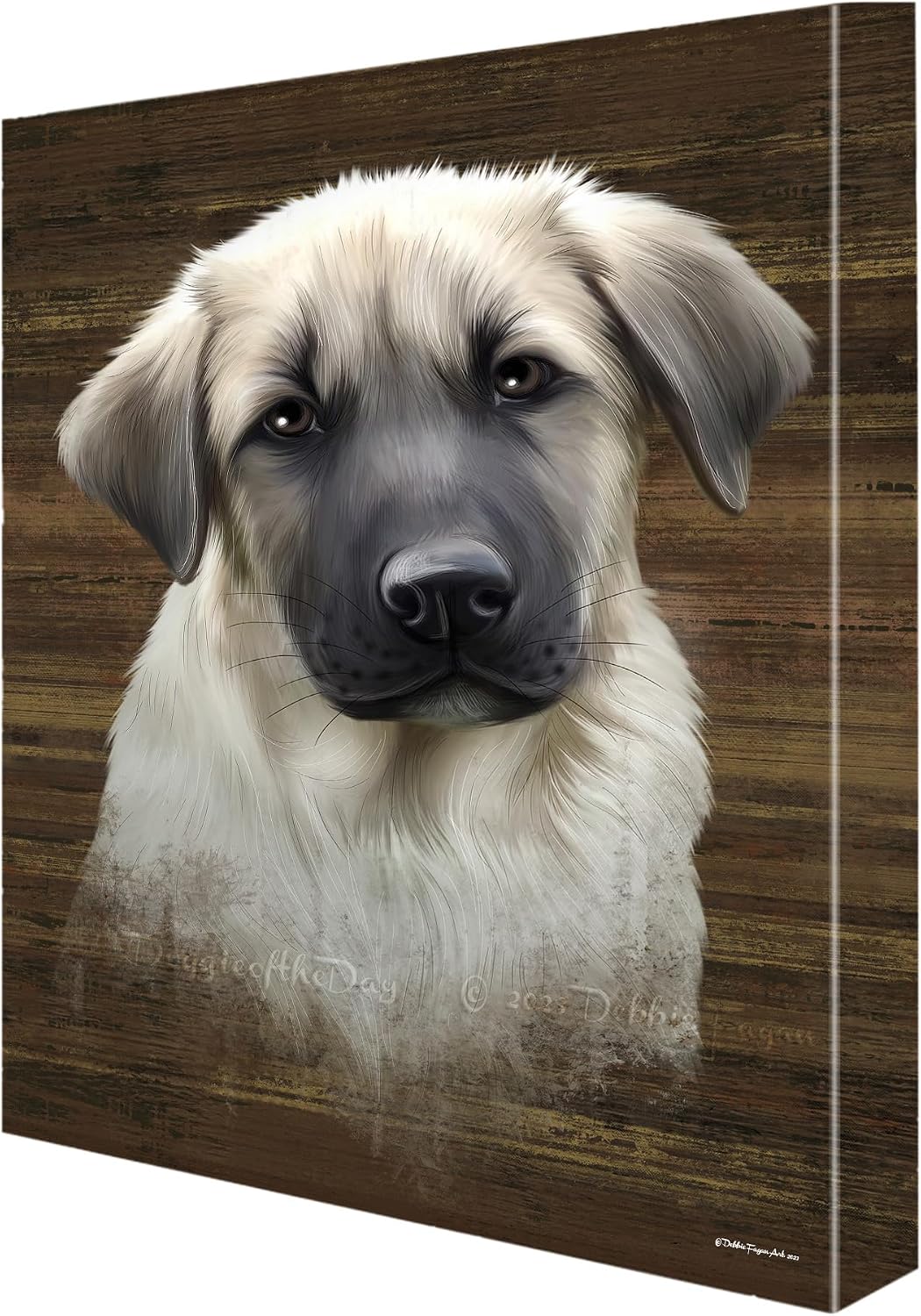 Doggie of the Day Rustic with Anatolian Shepherd Dogs Canvas Wall Art - Premium Quality Ready to Hang Room Decor - Flat Rolled 11" x 14"