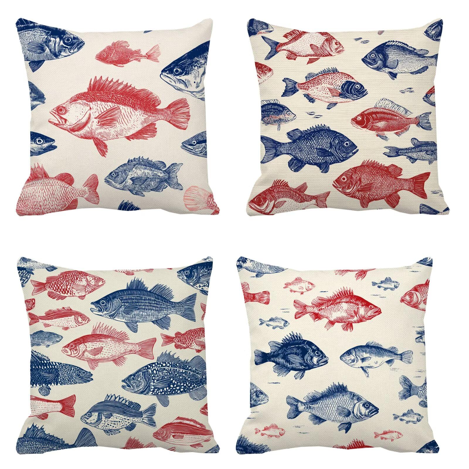 Lot de 4 taies d'oreiller bleu en velours idée cadeau automne maison
