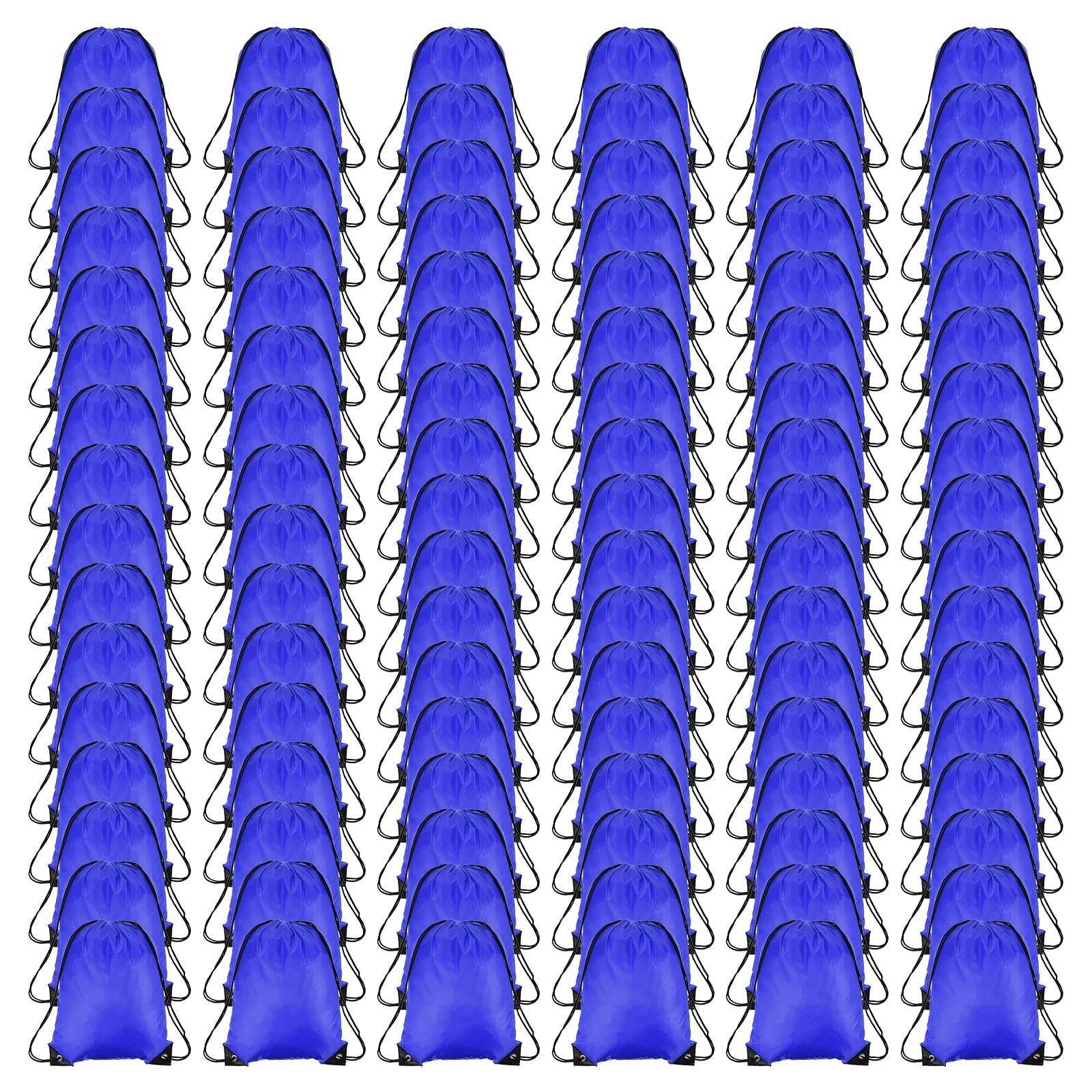 PATIKIL Drawstring Backpack Bulk 100 Pack Draw String Bags 210D Polyester Gym Cinch Sack for Women Men Gym Sport Travel Party, Blue (16.5" x 13.3")
