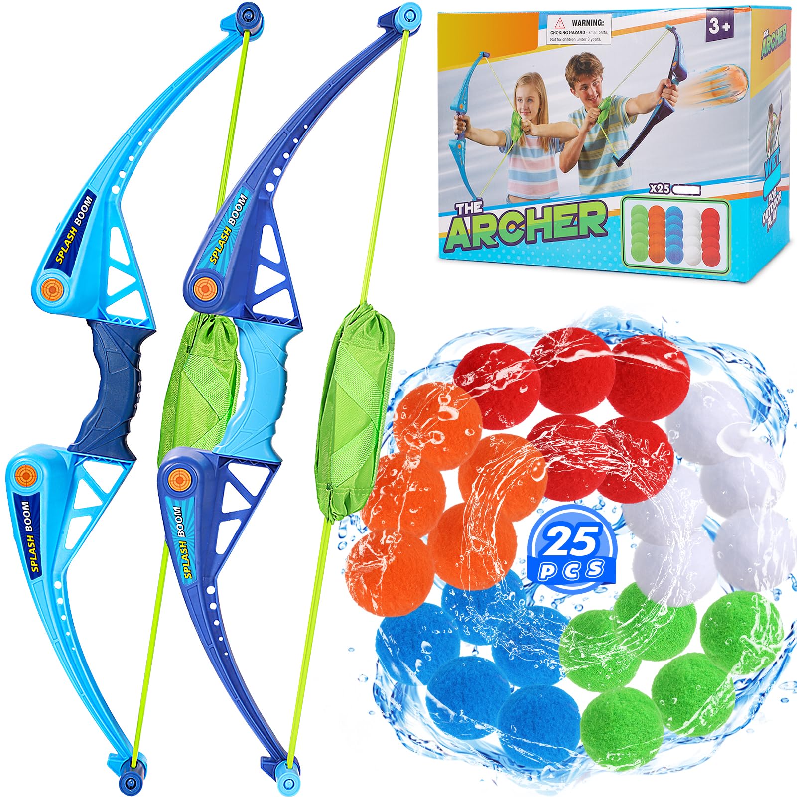 Photo 1 of SUPER JOY Reusable Water Balloons Water Toys for Kids, 2 PCS Water Balls Bow Launcher With 25 Reusable Water Balls for Outdoor Toys, Pool Beach Yard Water Bomb Summer Water Toy for Boys and Girls