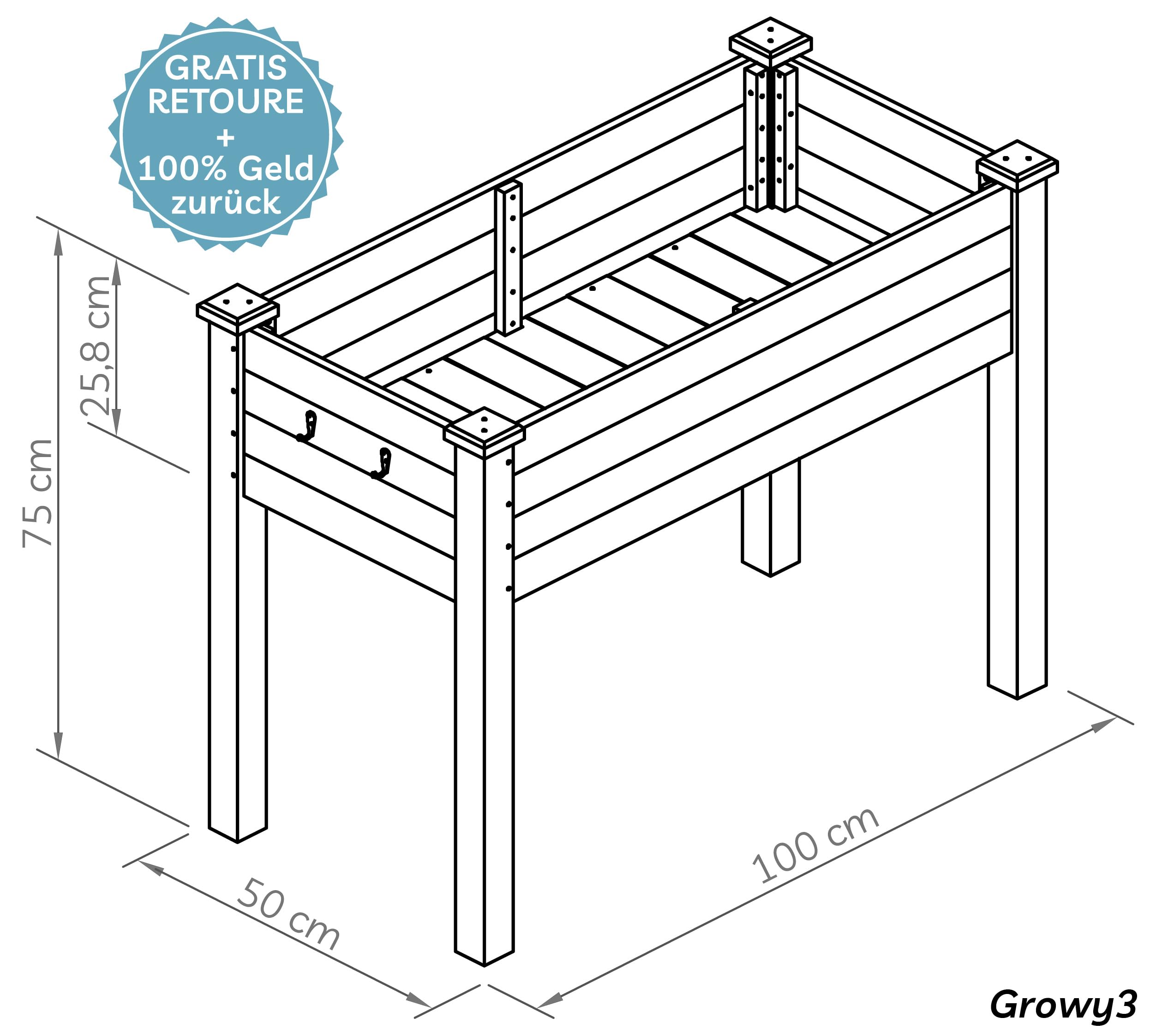 needs&wants® Huerto urbano, jardinera elevada de madera para jardín, balcón o terraza, kit de maceta rectangular estrecha con lámina de vellón, maceta decorativa para hierbas aromáticas, marrón oscuro