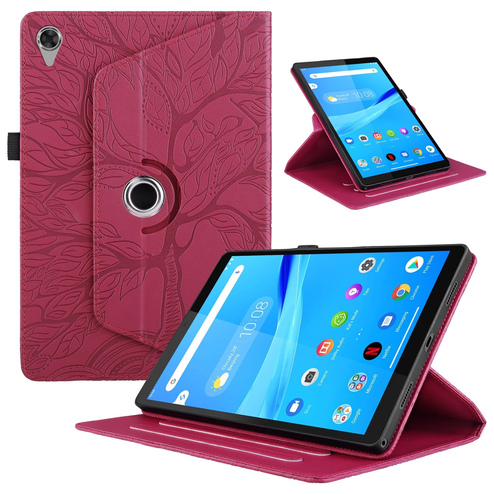 Funda para Samsung Galaxy Tab S9/ S8/ S7 11" (SM-X710/X700/T870) PU Cuero Tablets Protectora Cover 360°Carcasa Giratoria de ángulo Múltiple Stand Función Tablets Funda,Rojo Árboles — view 154