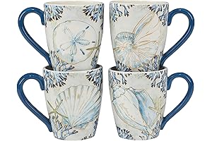 Certified International Playa Shells 18oz Mugs (Set of 4)