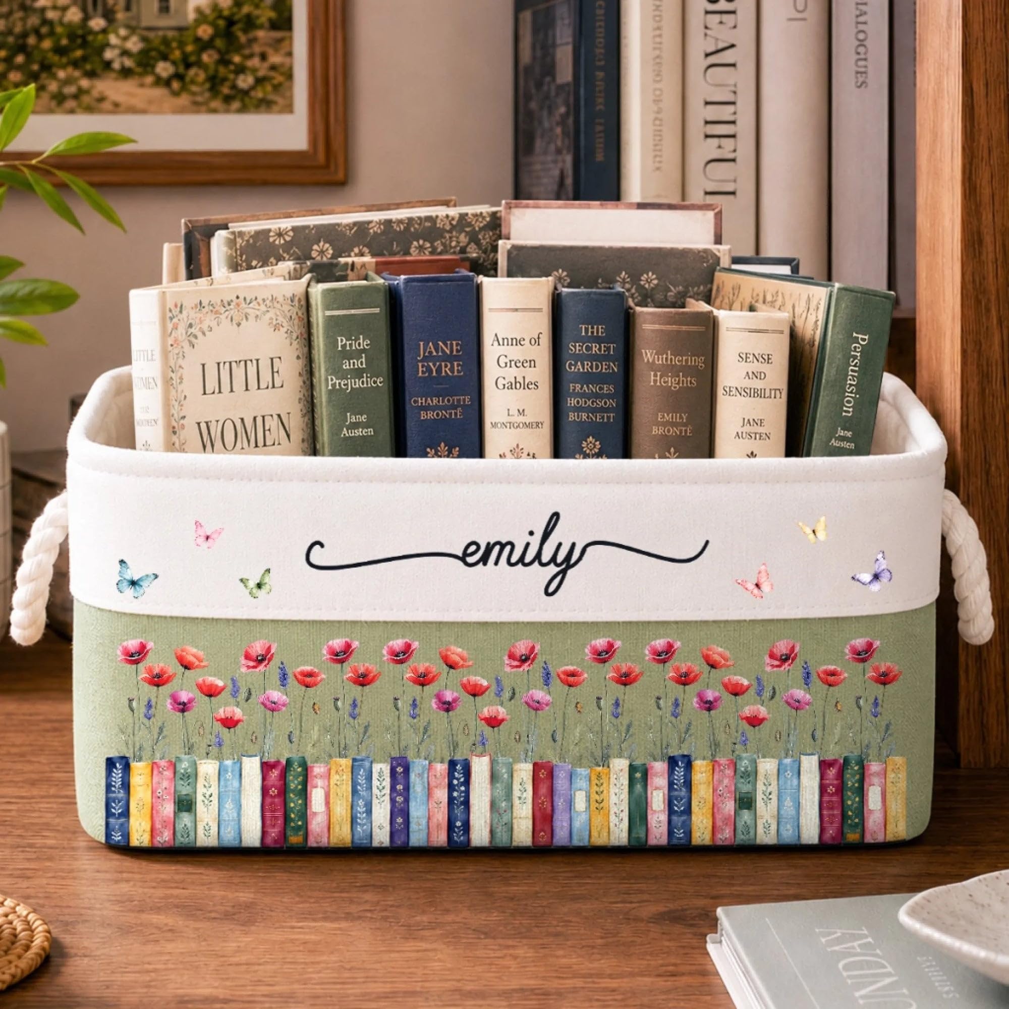 Personalized book basket, Book Basket For Women, Birthday Gifts For Besties, Sisters, gifts for book lovers