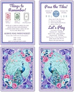 Chinoiserie Peacock 4 Pcs Mahjong Tile Shuffler Cards 7x5in