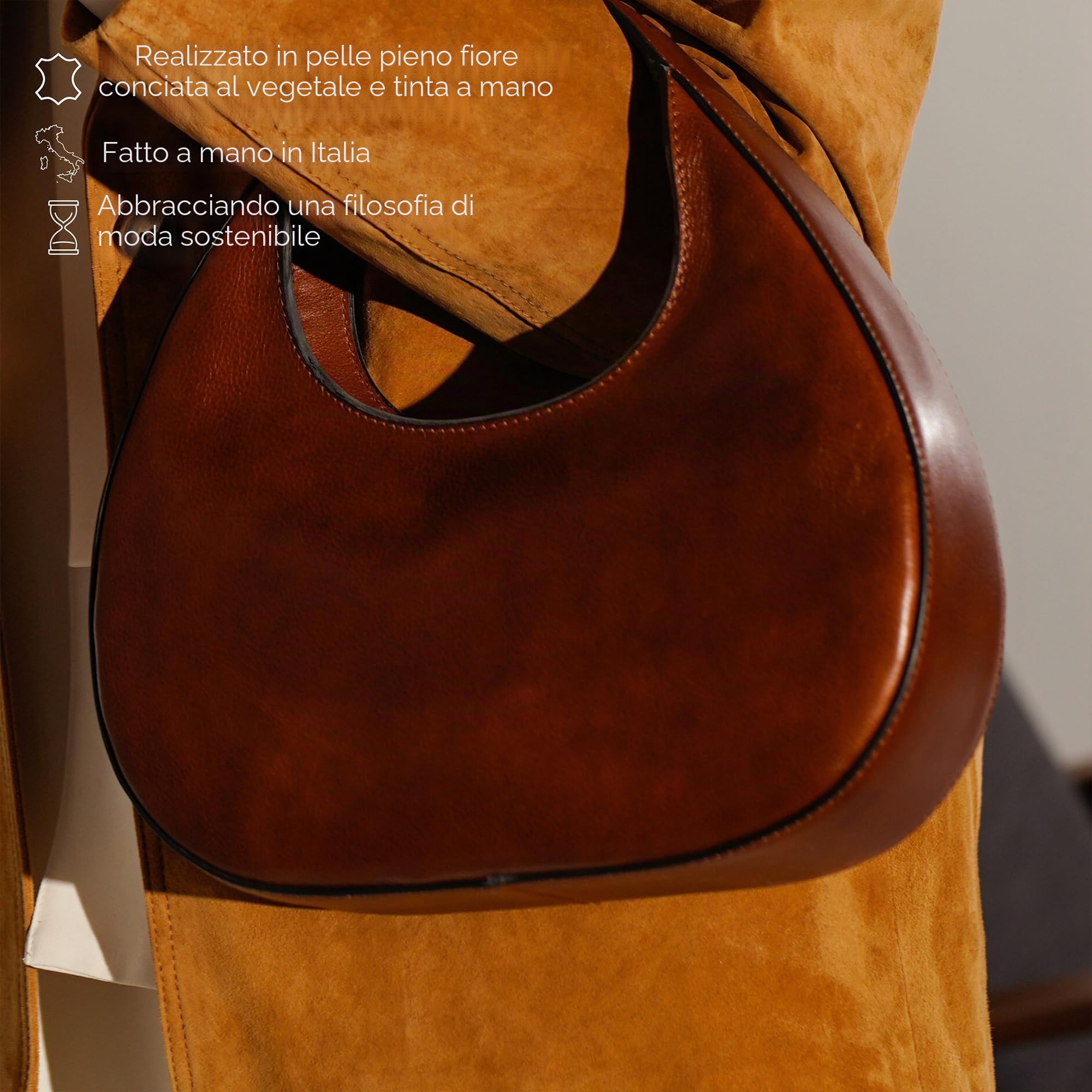 Time Resistance Borsa in Pelle - Borsa in Pelle Pieno Fiore da Donna - Borsa con Manico Superiore - Borsa Tote