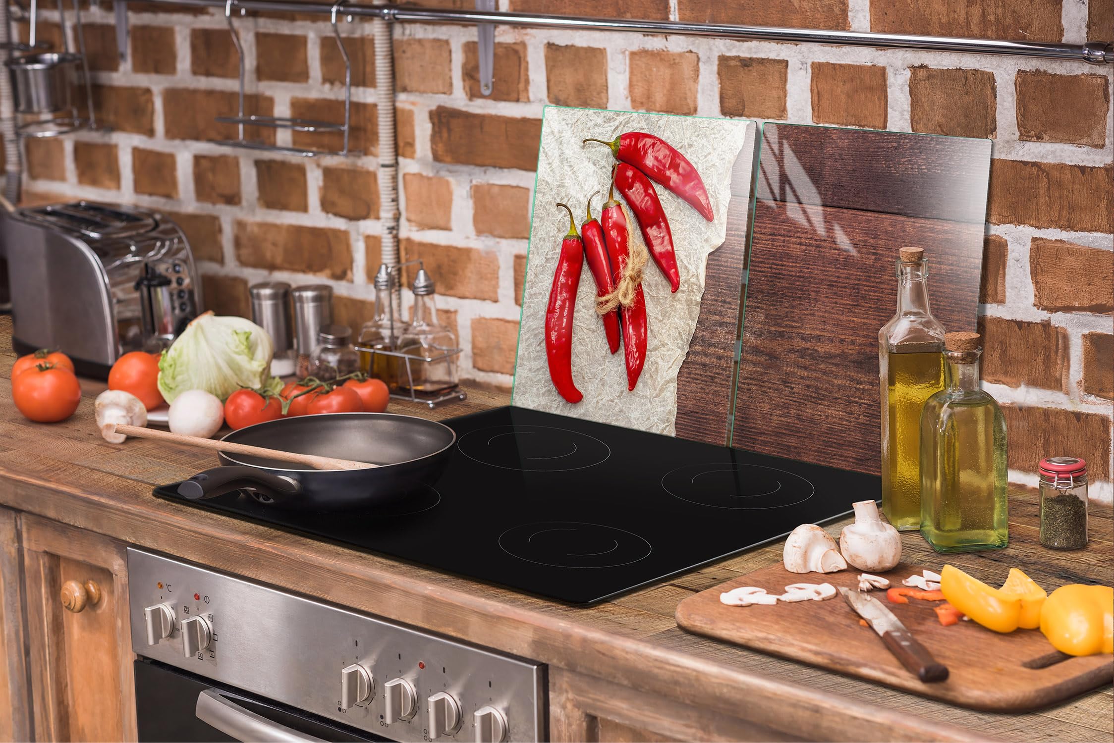 TMK ArtDeko Placa protectora de vitrocerámica 2 x 45 x 52 cm 2 piezas cocina eléctrica universal para inducción protección contra salpicaduras tabla de cortar de vidrio templado, Chile