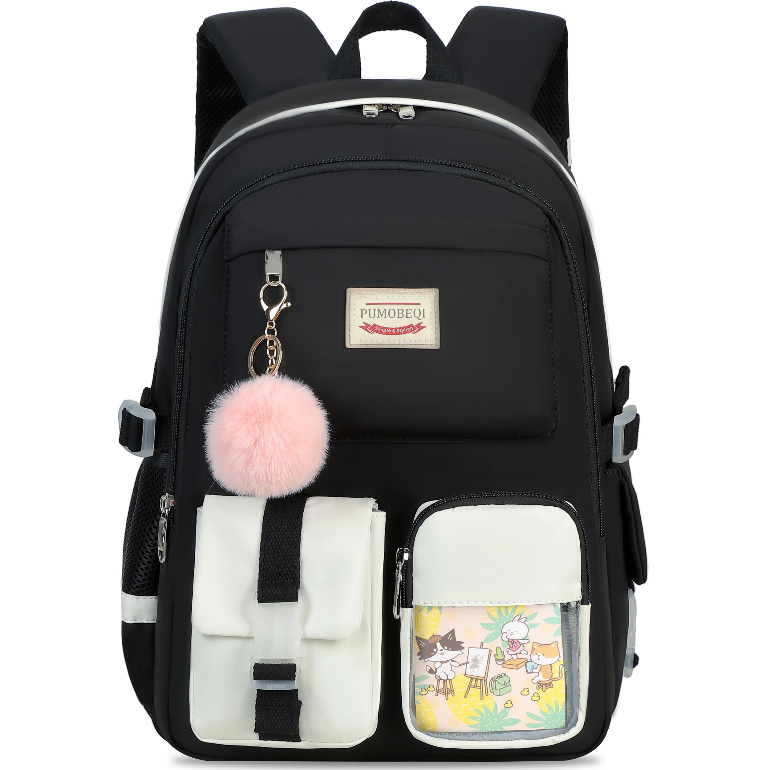 School Backpacks for Girls Backpack Teen Girl Bookbag Kawaii Backpacks for Girls School Teens (Black)