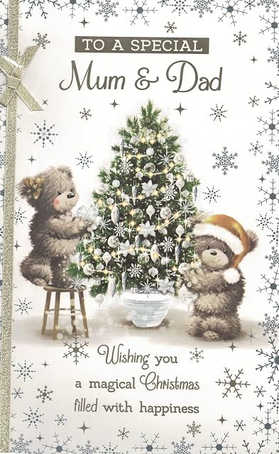 Mum and Dad Christmas Card with Extra Large 8 Page Festive Design