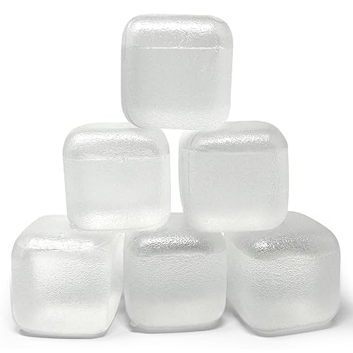 Extra Large Reusable Ice Cubes (2.2" Sq.) 6-Pack - BPA Free Plastic - Great for Cryotherapy Machines, Cold Therapy Units, (Clear) - Clear