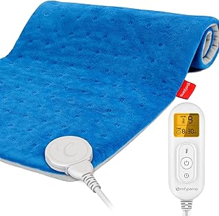 Comfytemp Heating Pad, Electric Heating Pad for Back Pain Relief, 12 x 24In XL Soft Heat Pad - 9 Heat Levels, 11 Timers with Countdown, Stay on, Backlight for Neck, Shoulders, Cramps, Machine Washable