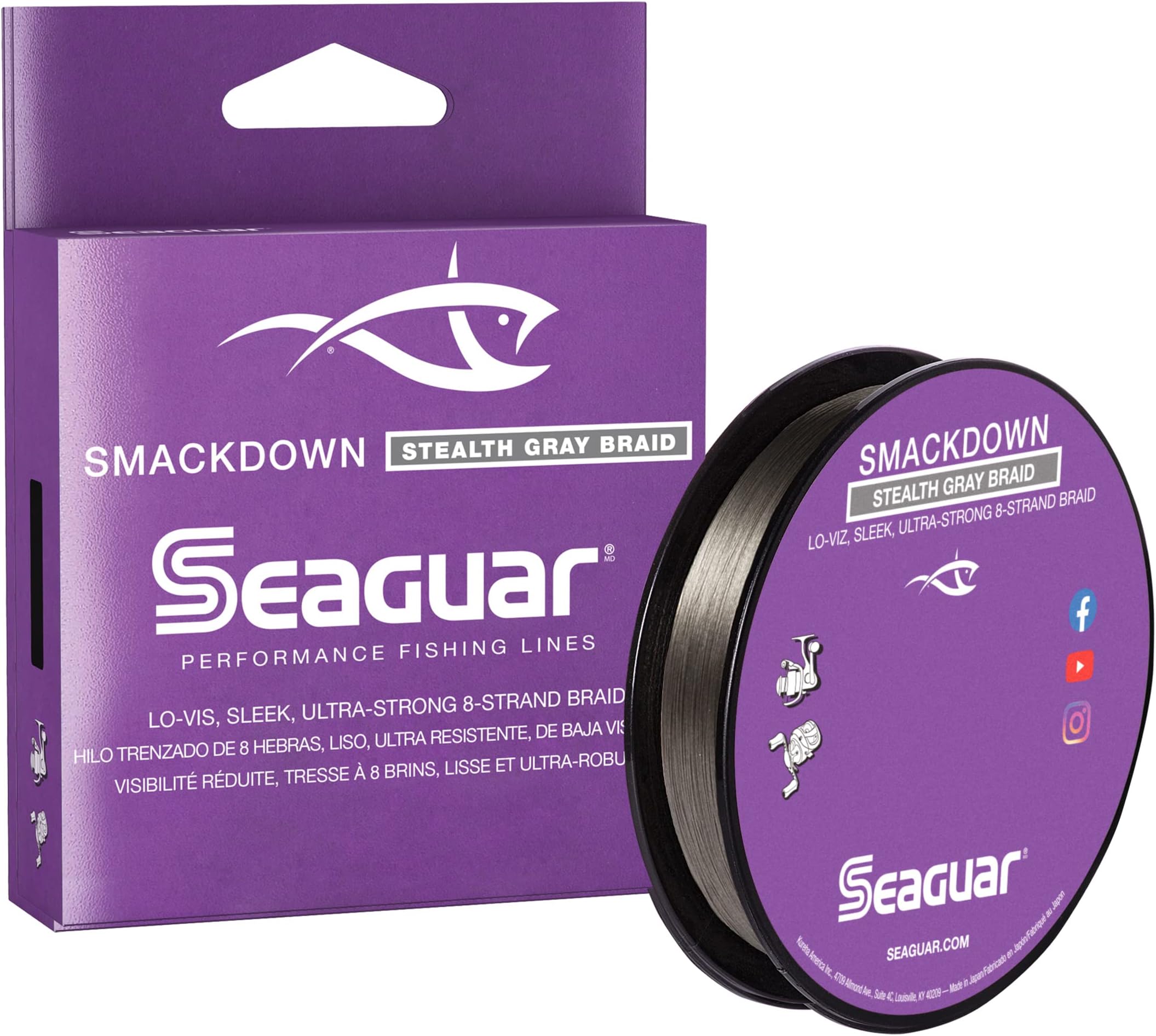 Seaguar Smackdown Low Visibility Braided Fishing Line, Stealth Gray, Multiple Sizes