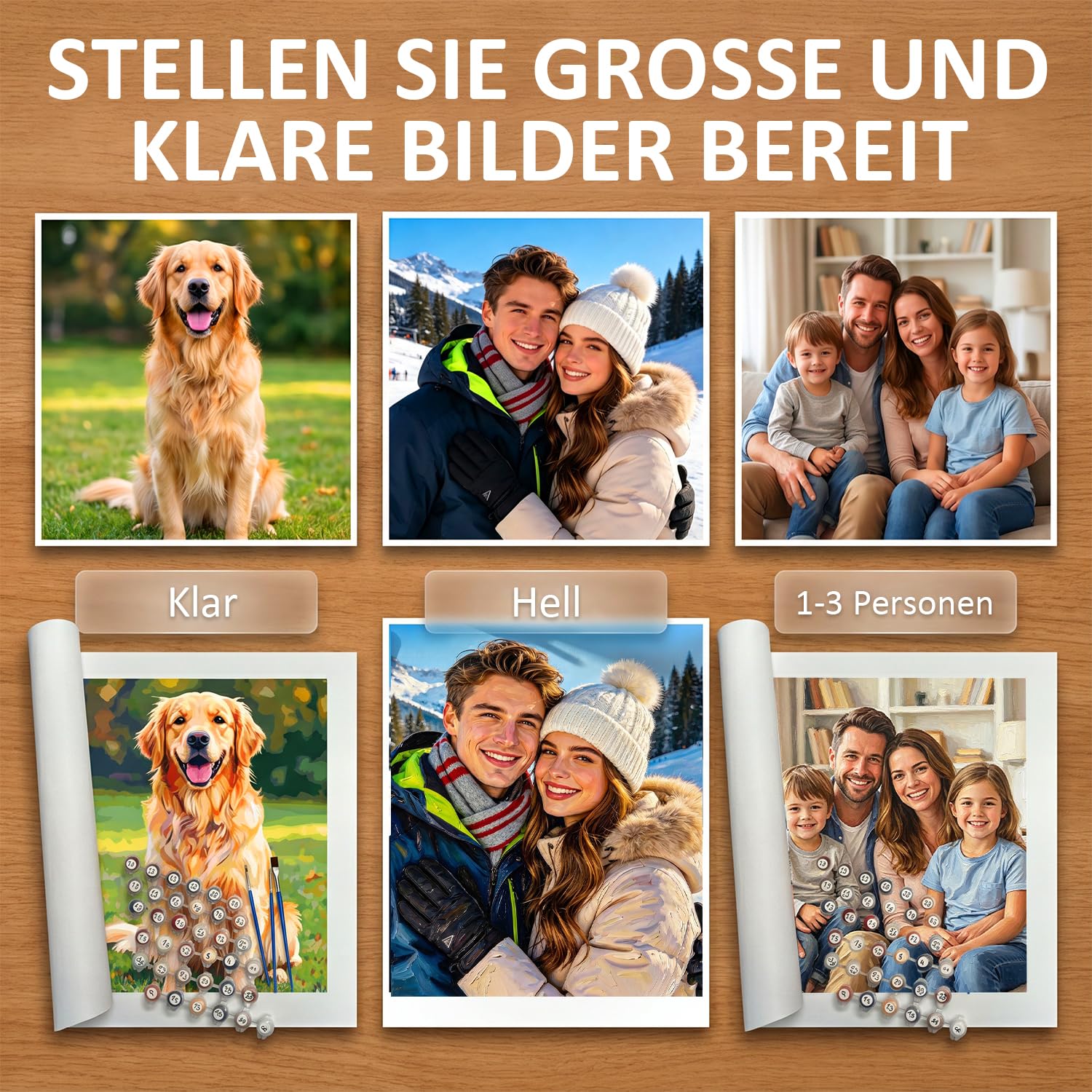Rainsar Personalisiert Malen Nach Zahlen Erwachsene, Personalisiert Malen nach Zahlen Eigenes Bild, DIY Paint by Numbers Set Personalisiertes Geschenk für Paare, Freunde, Home Decor (80x100cm)