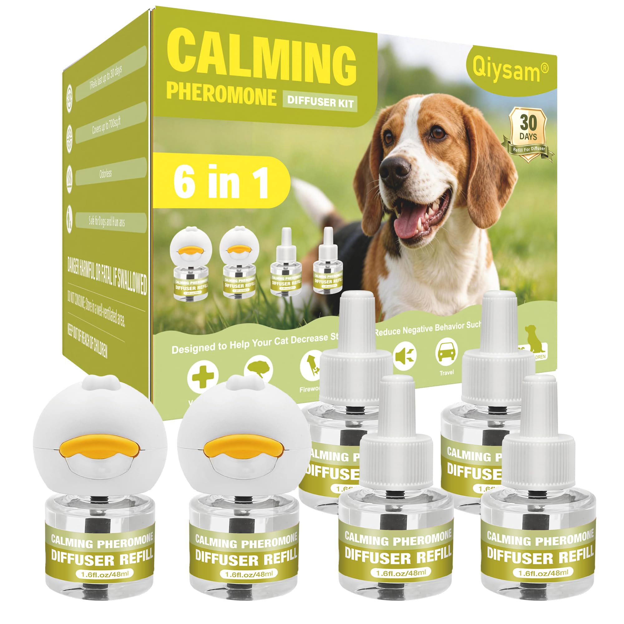 Calming Diffuser for Dog 6 in 1 Kit (2 Plug in + 4 Refills)