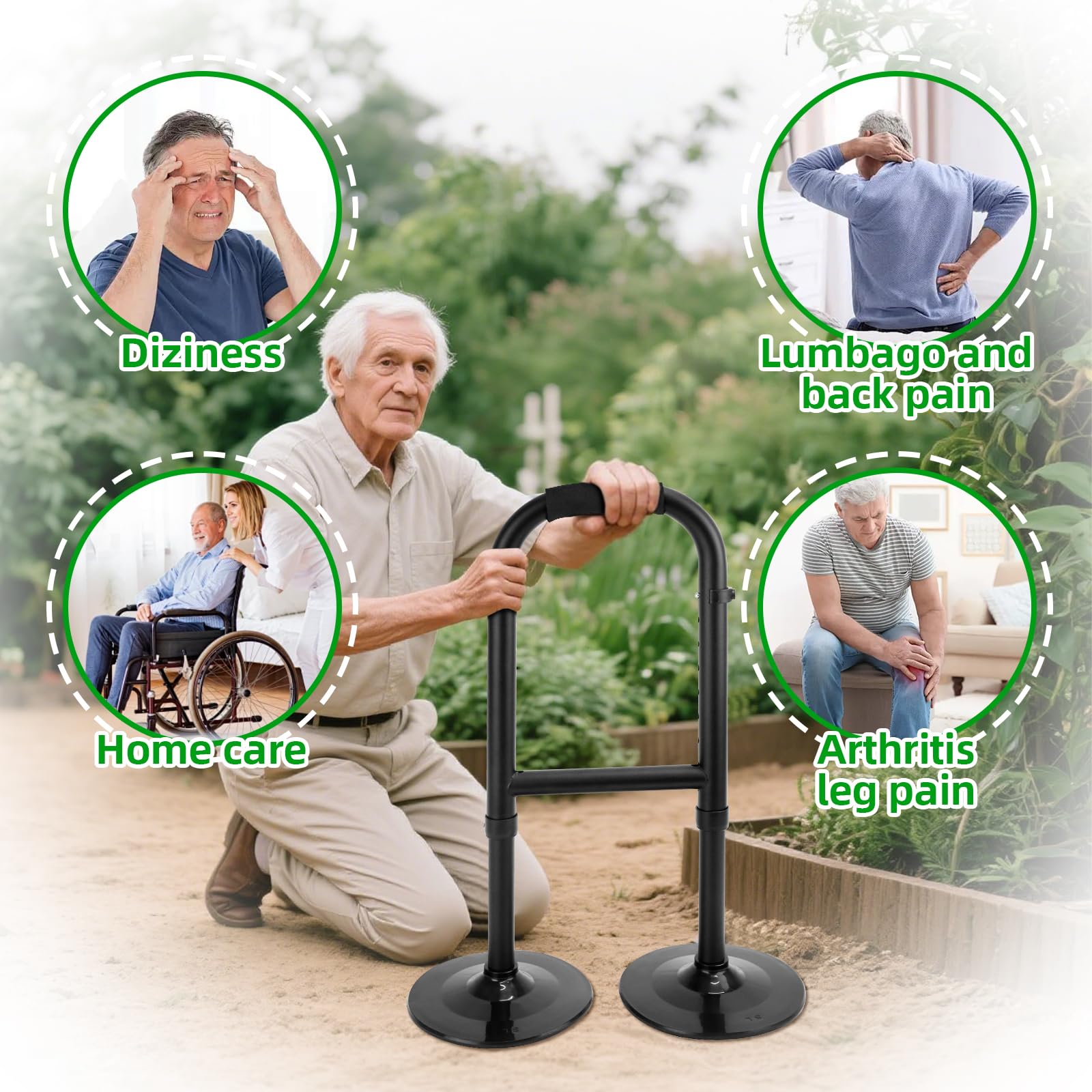 Aiuto per alzarsi da letto, per anziani, altezza regolabile, per divano, aiuto per alzarsi dal pavimento per anziani e sostegni, stabilità, doppia base, carico minimo 90 kg
