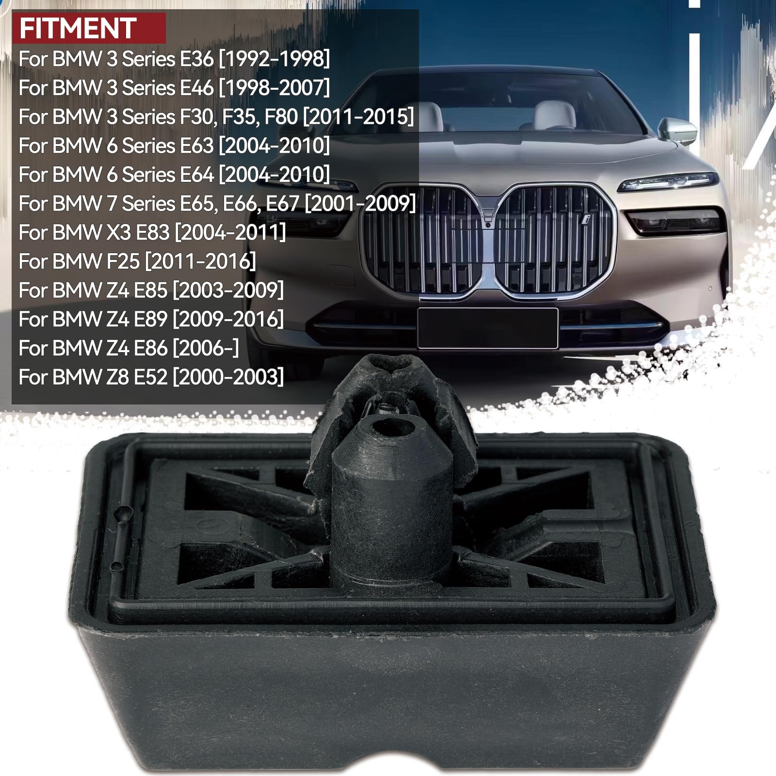 4 pezzi, cric anteriori e posteriori, rettangolari, in plastica, con supporto per veicoli, 51718268885 per BMW E36 E46 E63 E64 E65 (4 pezzi)