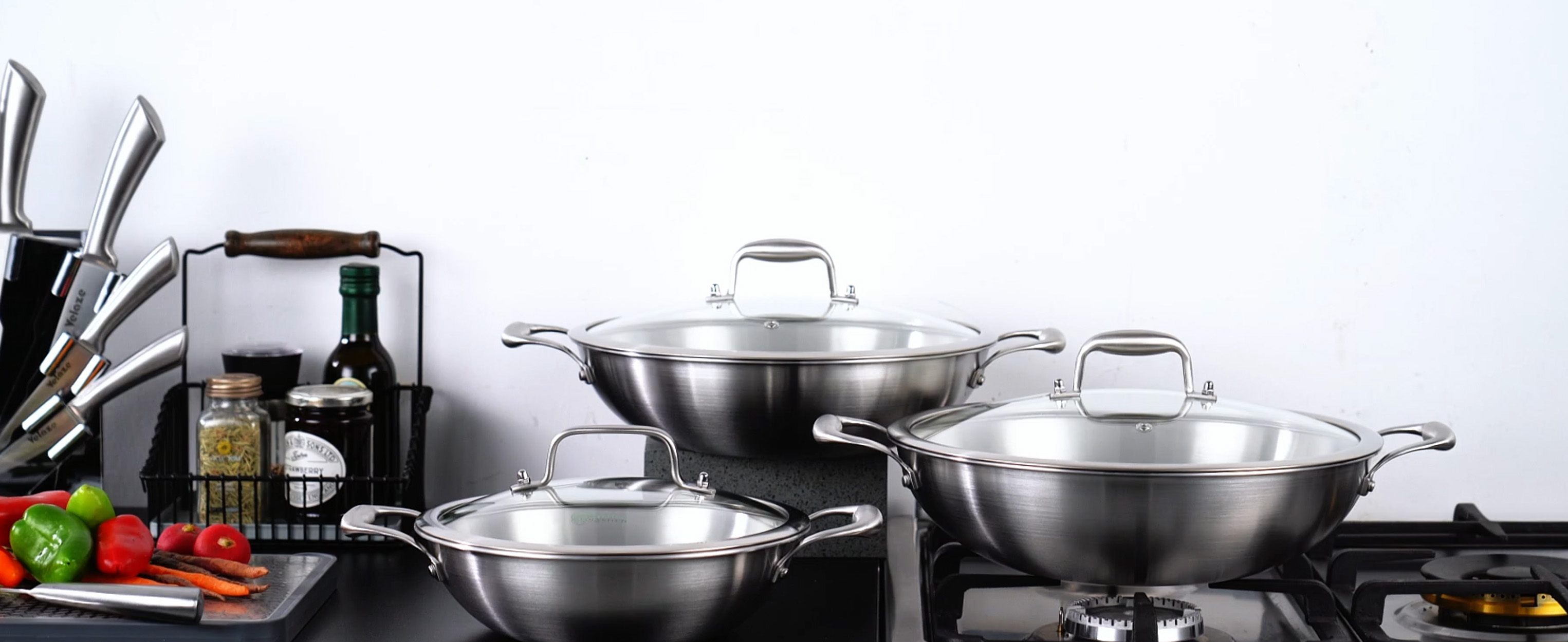 Amazon.com: LOLYKITCH 14.5-Inch Stainless Steel Wok | Jumbo Cooker