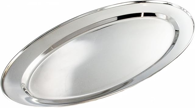 Buckingham Stainless Steel, Oval Tray Plate, Meat Platter, Serving Dish 45 cm, 45 x 30 x 3 cm