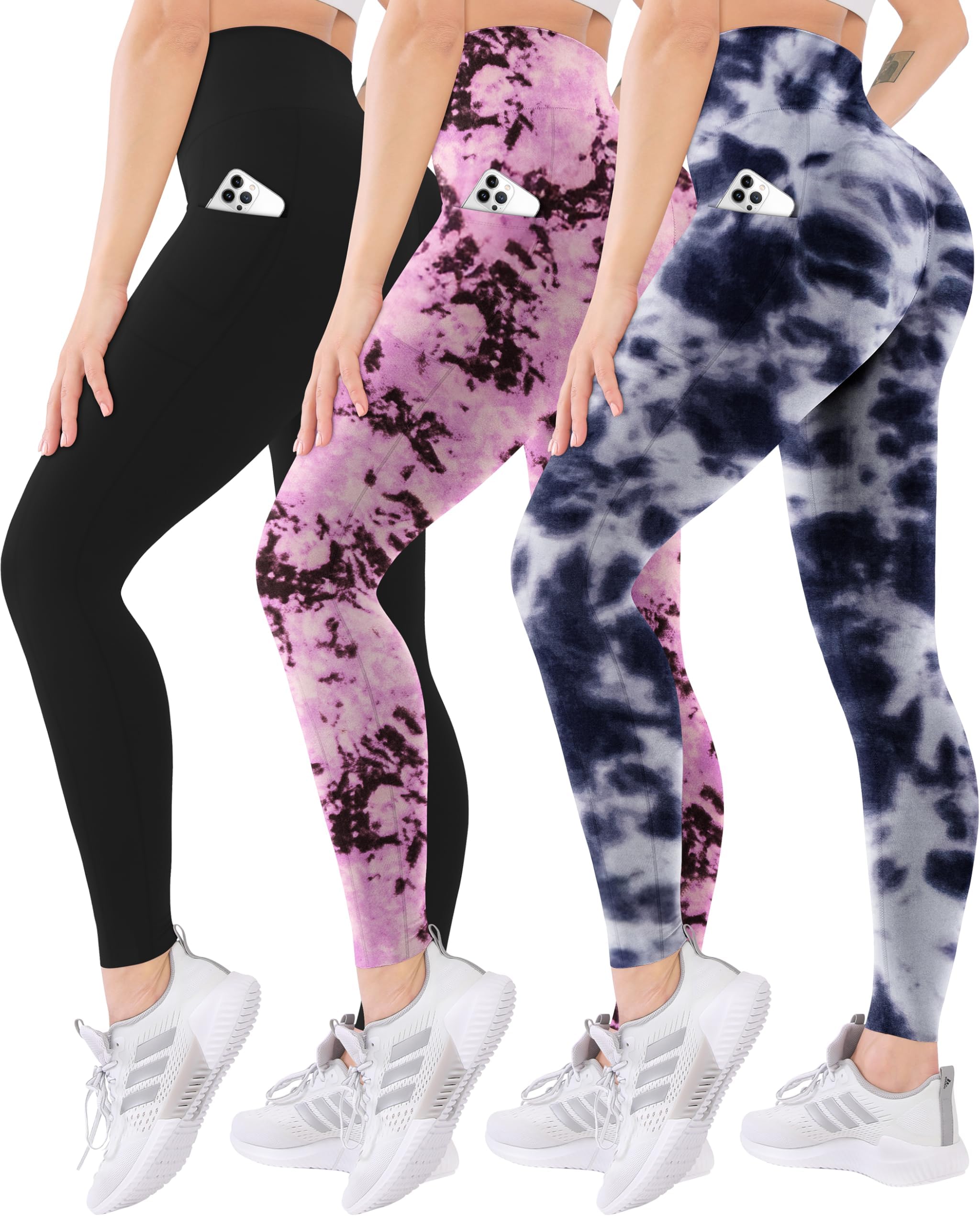 Blisset 3 Pack High Waisted Leggings for Women with Pockets Soft Active Tummy Control Pants for Yoga Running & Daily Wear