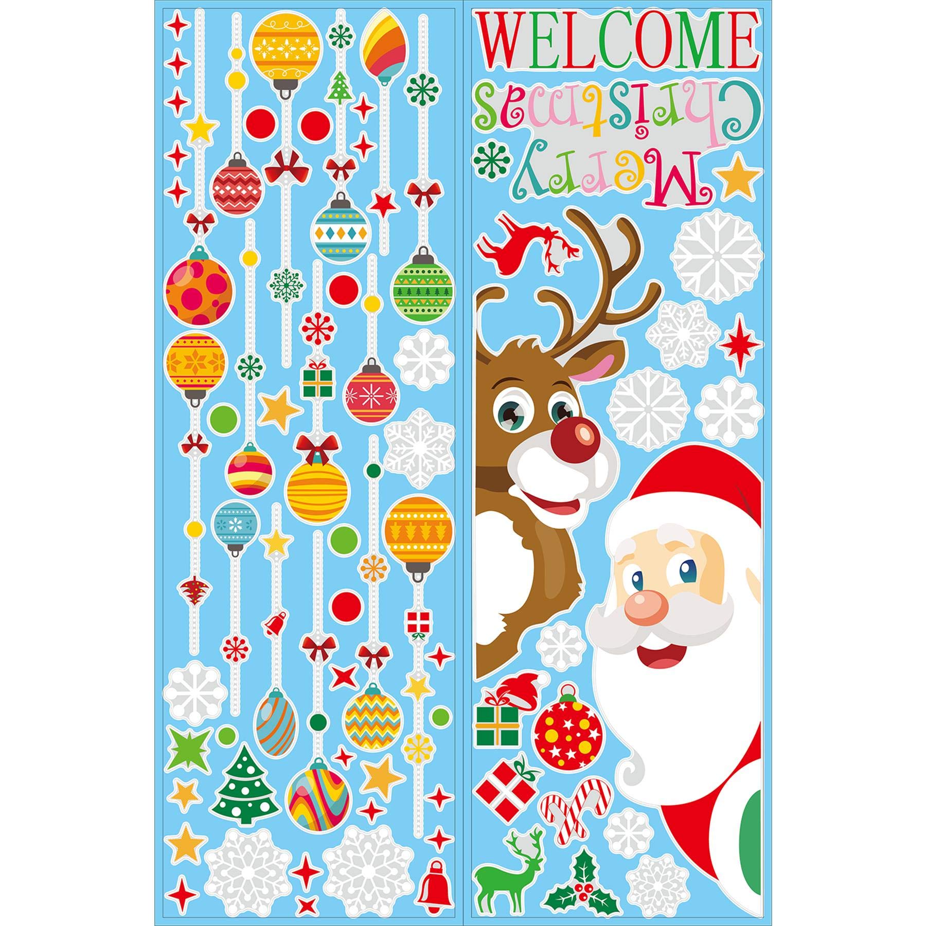 246 Stickers De Noël Réutilisables Pour Fenêtres – Motifs Père Noël, Rennes, Flocons – Vinyle électrostatique, Sans Colle