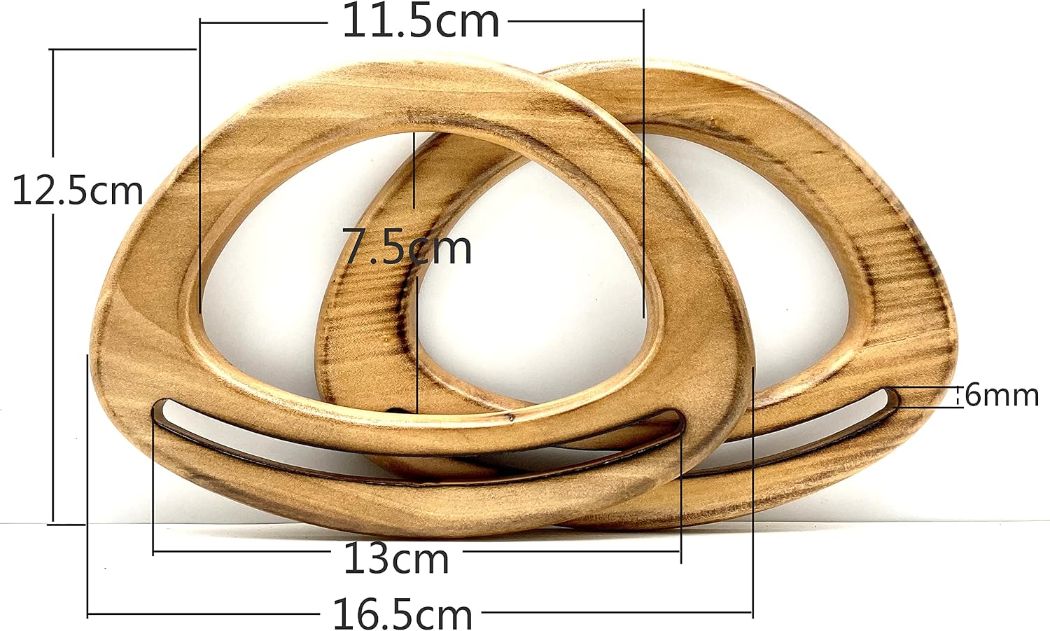 Pair of Smiling face Wooden Bag Purse Handles for Knitting Bag Purse Handle Making 6 1/2" x 5" / 16.5cm x 12.5cm Burn Wood M66