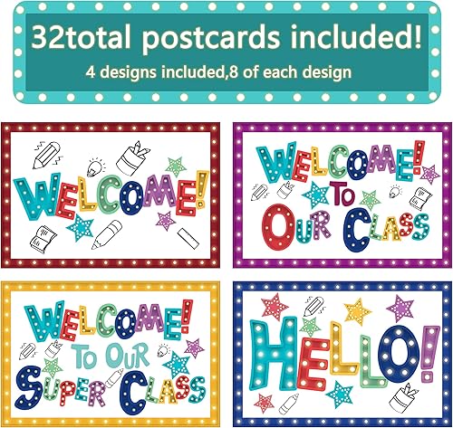 Miniatura 3 de codree 32 postales de bienvenida de marquesina, 4 x 6 pulgadas, postal temática de bienvenida a nuestra clase, tarjetas de felicitación, tarjetas de