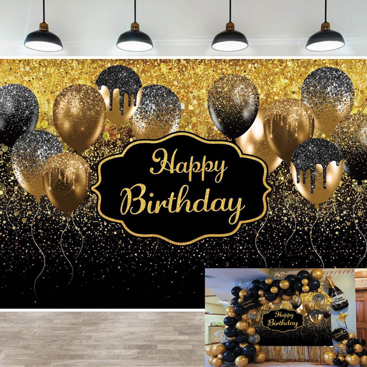 Soueafa Happy Birthday Backdrop for Party, Reusable Birthday Decoration Banner for Party Supplies, 73*43 Inch Large Photography Background with Good